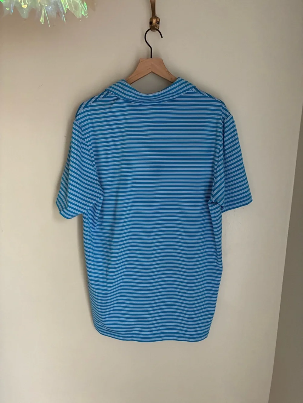 Adidas Blue‎ and White Striped Golf Polo Shirt Size Large